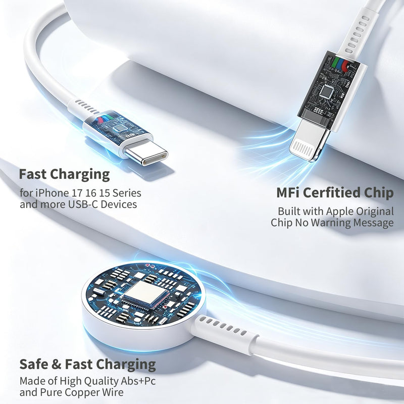 for Apple Watch Charger Fast Charging, 3 in 1 iPhone and iWatch Cable 6FT | with 20W USB C Charger Combo, Compatible with Apple Watch Series Ultra/SE/11/10/9/8/7/6/5/4/iPhone17/16/15/14/13/12/11 Series 6.01FT