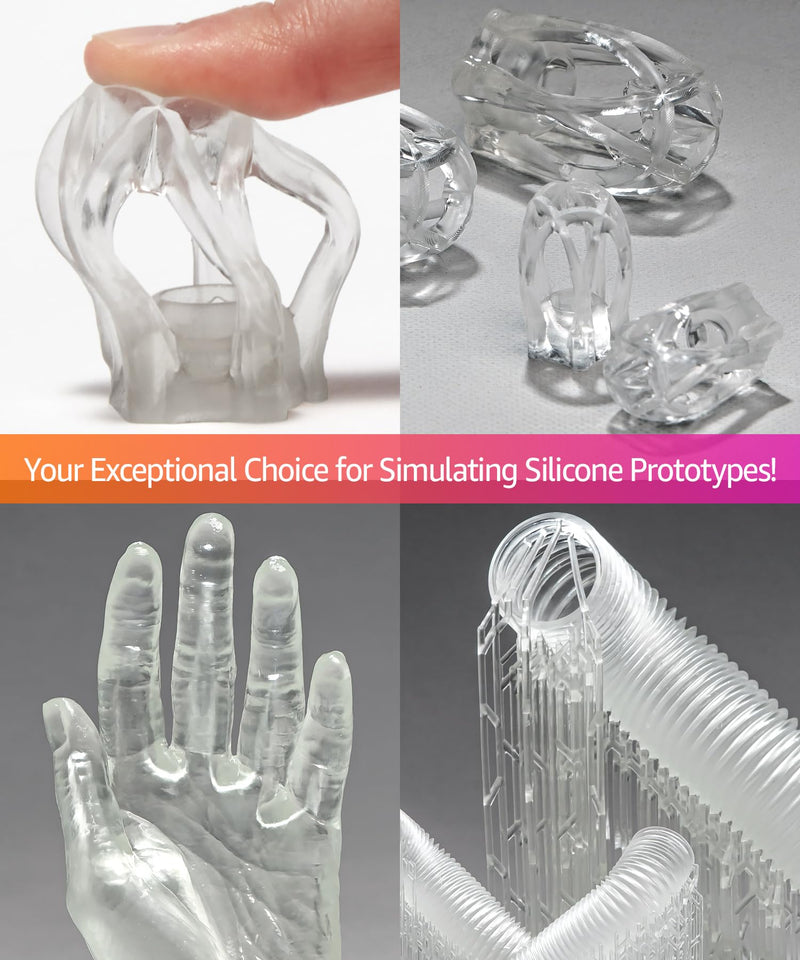 SuperElastic 3D Printer Resin, Softness 60A Simulating Soft Silicone, Made in Korea by 3DMaterials (500g, Clear) 500g