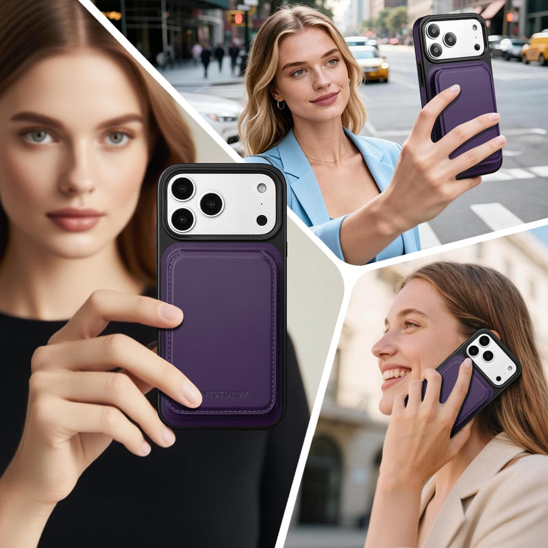 Antsturdy for iPhone 17 Pro Max Wallet Case with Card Holder,Purple | Magnetic Clasp,RFID Blocking,PU Leather,Flip Folio Shockproof Phone Cover,with Credit Card Slots & Kickstand for Men & Women Purple iPhone 17 Pro Max - 6.9"
