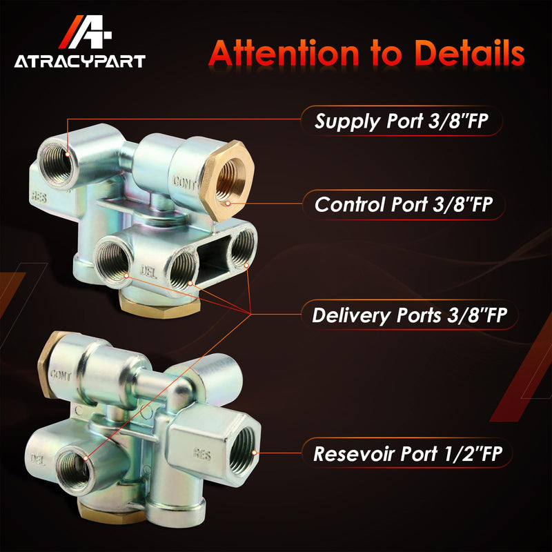 110500 Spring Brake Control Valve Sealco, Replaces# 110500X, 170.110500, 065438, 51131, Trailer 3/8" Ports Priority Valve, Emergency Stop Priority Parking
