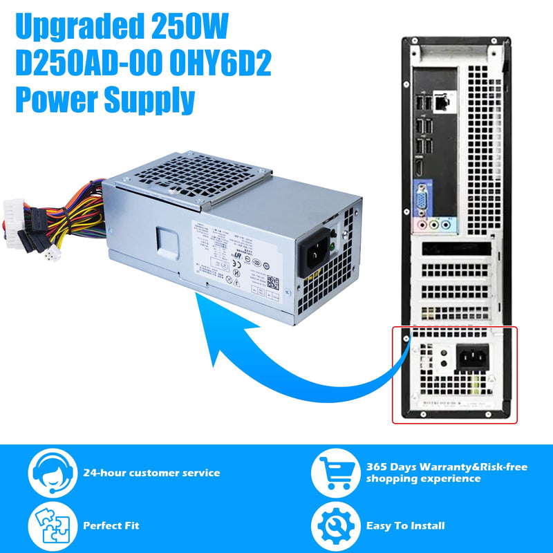 D250AD-00 H250AD-00 250W Power Supply L250NS-00 F250AD-00 PSU Compatible with Dell Optiplex 390 3010 990 790 DT 530s 537s 540s 545s 546s 560s 570s 580s Vostro 200s 220s 230s 400s Studio 540s Slim DT