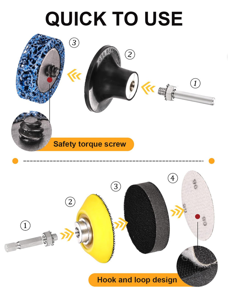221PCS 2 Inch Die Grinder Sanding Discs Accessories with 1/4'' Holder for Milwaukee Die Grinder M12, Power Drill Sanding Attachment for Surface Conditioning, Sanding & Polishing