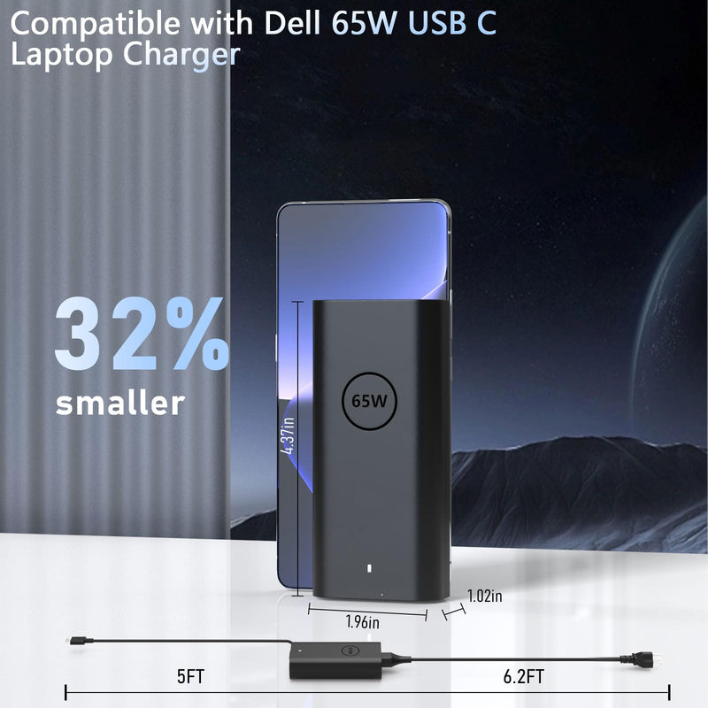 65W USB-C Laptop Charger Compatible with Dell Latitude 7000 Charger | For Dell Latitude 7330 7400 7410 7420 7430 7440 7450 7455 65W USB Type C Power Adapter