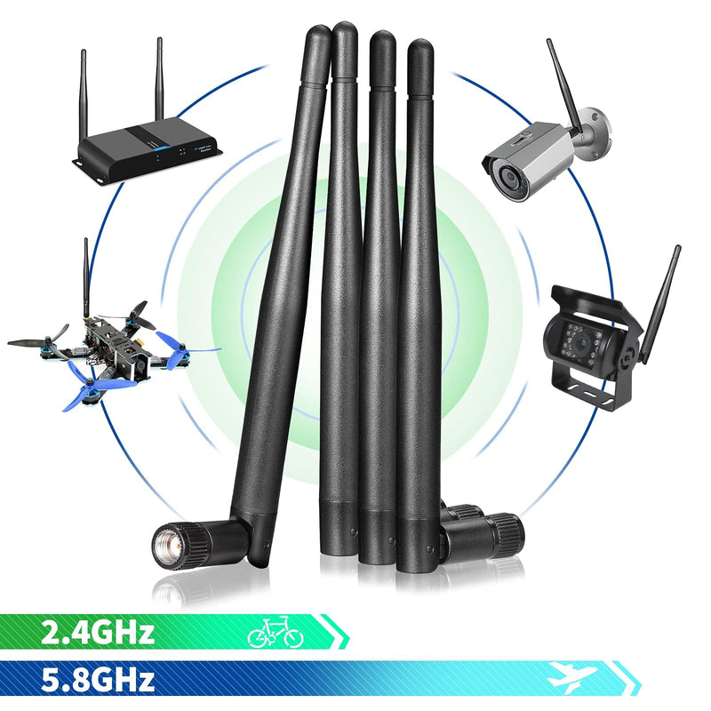 Bingfu Dual Band WiFi Antenna 2.4GHz 5GHz 5.8GHz 3dBi RP-SMA Male Antenna Replacement (4-Pack) for WiFi Router Wireless Network Card USB Adapter Security IP Camera Video Surveillance Monitor 4-Pack [RP-SMA] Male Antenna