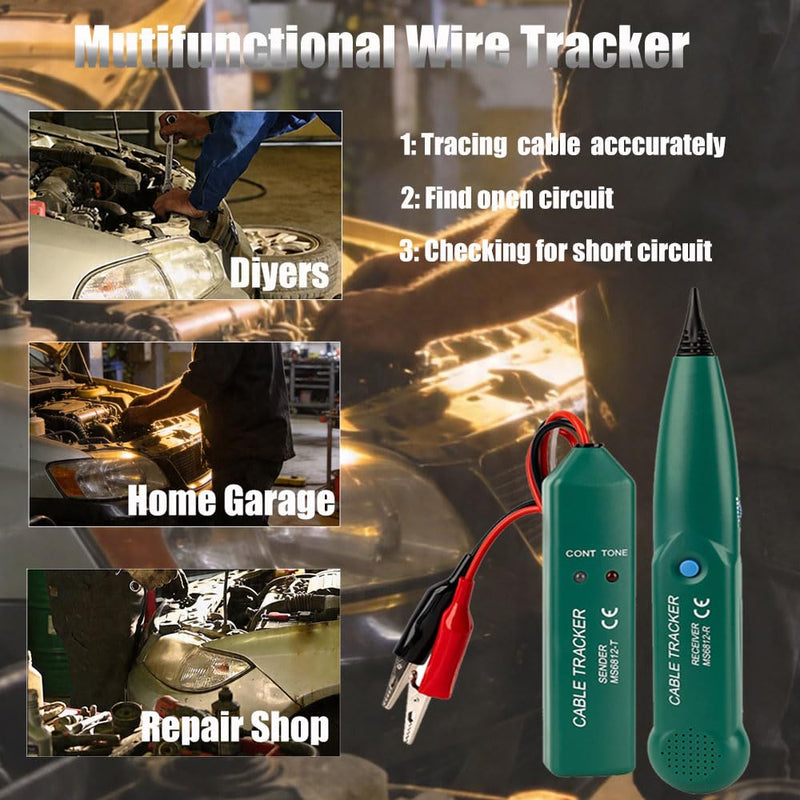 Tone Generator and Probe kit, Automotive Electrical Wire Tracer, Dead Circuit Tracer, Continuity Tester Open Finder for Diyer, Beginners, RJ45 Network RJ11 Telephone Line Tester