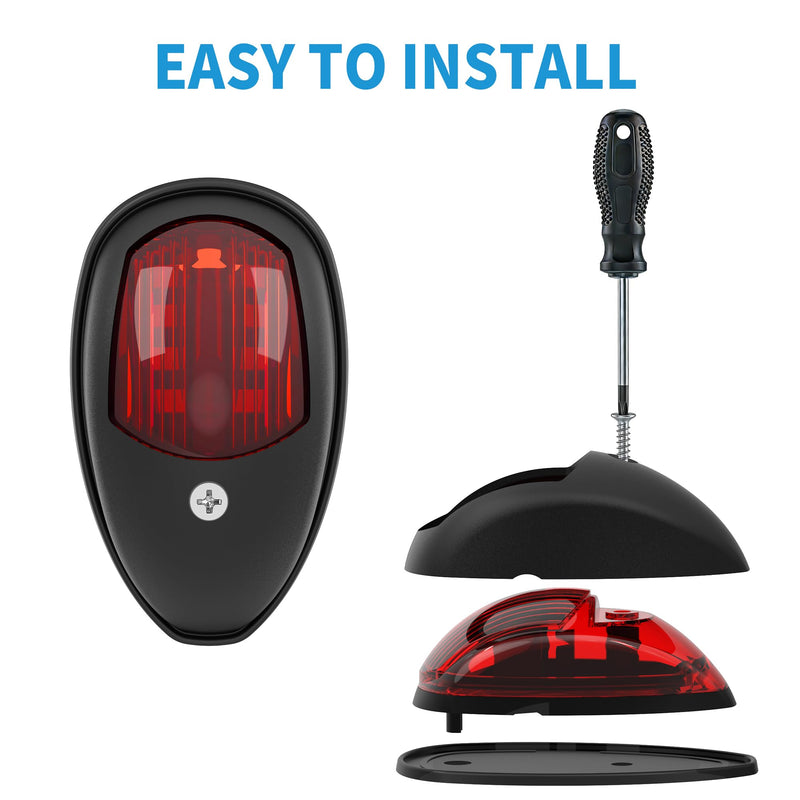 Obcursco Boat Navigation Lights, LED Red and Green Vertical Mount for Bow and Stern, IP67 Waterproof Marine Lights for Pontoon, Bass, and Jon Boats (Black) Black