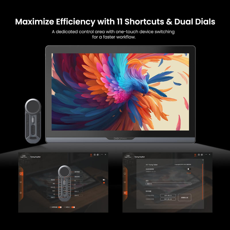DIGIDRAW K30 Wireless Remote Controller with Dual Dial & 11 Custom Keys | Bluetooth 5.0,USB-C, 82g Lightweight, 40-Hour Battery Life, for PS/Sai/CDR