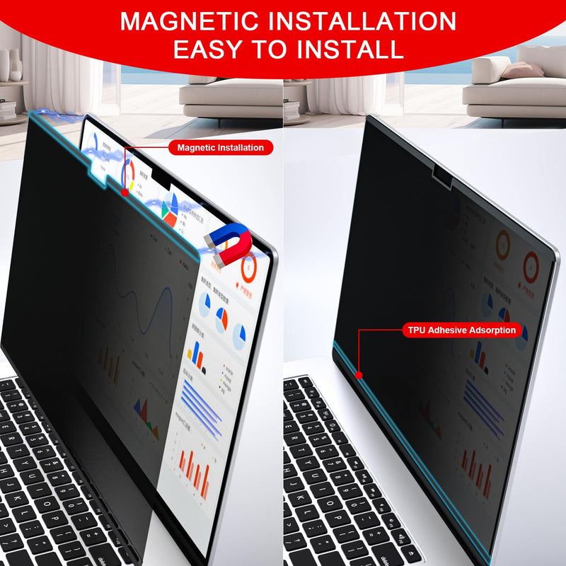 Magnetic Privacy Screen for MacBook Pro 14 Inch (2021-2024, M1, M2, M3, M4, Pro, Max), Removable Laptop Privacy Screen, Anti Blue Light Glare Filter for Mac Pro 14.2" Laptop Computer