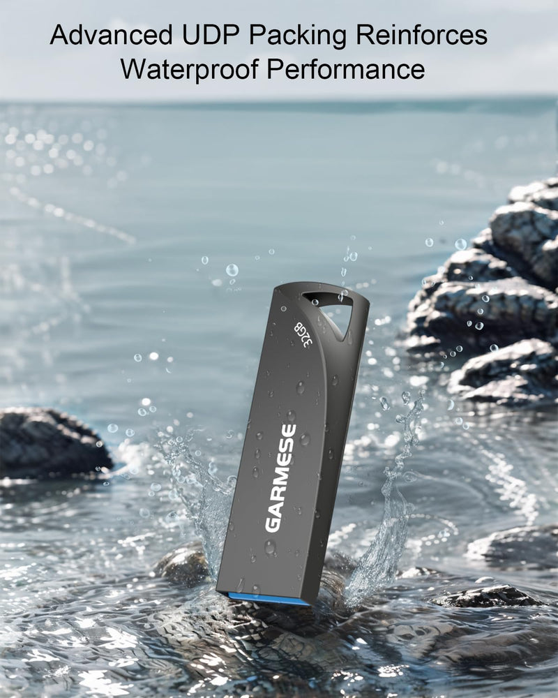 32GB USB 3.0 Flash Drive, 5-Pack Waterproof Metal USB Memory Stick, Slim Thumb Drive Portable Pen Drive with Keychain Hole Stylish Jump Drive for Computer/Car/Smart TV 32GB-3.0 5 Pack
