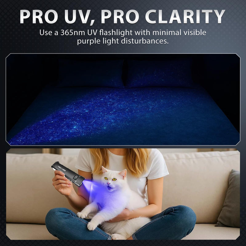 Feki Yigo Flat EDC Flashlight Rechargeable - 1800 Lumens LED Pocket Flashlight with 365nm UV Light, RGB Modes, Magnetic Base, Digital Display,IPX4 Waterproof for Camping, Emergency, Mechanics (Grey) Gray