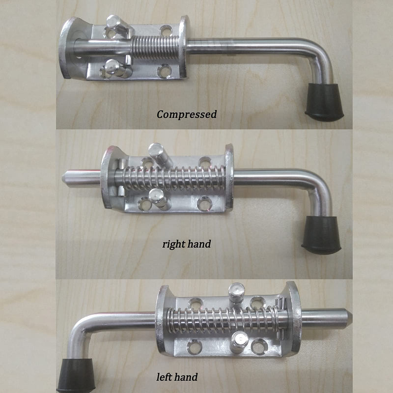 2 Pack Heavy Duty Stainless Steel Spring Loaded Barrel Bolt Latch Lock,Latch Pin for Door Shed Gate or Tailgate Trailer Garage