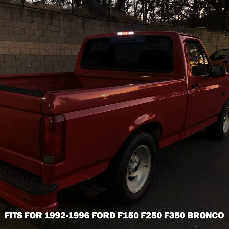 3rd Brake Light for 1992 1993 1994 1995 1996 1997 Ford F150 F250 F350 Third Brake Light LED Bronco Tail Light Cargo Light Cab Lamp Assembly-Smoke Lens 92-97
