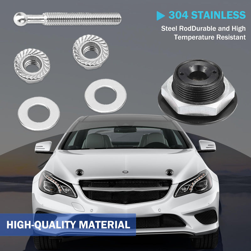 1.25 Inch Universal Stainless Steel Vehicle Hood Pins, Universal Bumper Quick Release Clips for Car, Push Button License Plate Lock - 8 PCS (Black)