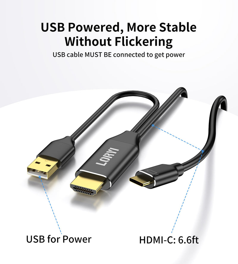 HDMI to USB-C Cable, Xreal Air AR 4K@60Hz 6.6ft HDMI to Type-C,USB Powered, Hdmi to USB-C Adapter, Compatible for Mobile Monitor,Nreal Air, Xreal AR, Rokid air, Switch, Steam Deck