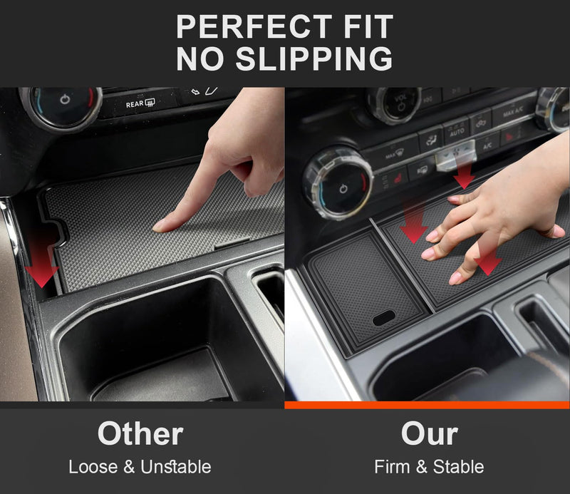 Center Console Organizer for F150 2021-2025 / Lightning XLT 2022-2024 with Rubber Liners and USB Hole Keep Clean and Organized Deep Center Console tray Perfect for F150 Right in Front Shifter|Upgrade| 2025 Upgrade