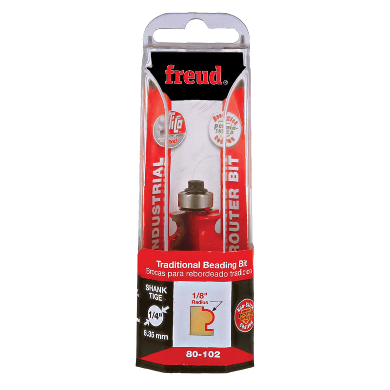 Freud 80-102: 1/8" Radius Traditional Beading Bit with 1/4" Shank, Perma-shield Coating Red