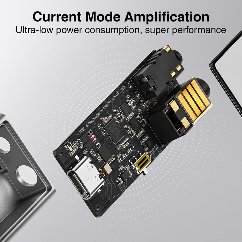Questyle M15C Headphone Amplifier Portable USB DAC Amps 32Bit/384kHz DSD256 Decoder with 4.4mm and 3.5mm Dual Outputs High Resolution Lossless for Smartphones/PC/Laptops