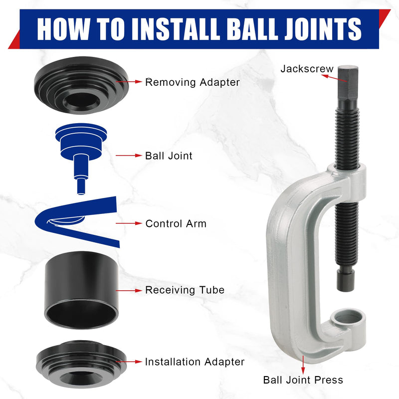 Ball Joint Removal Installation Tool, Heavy Duty Ball Joint Press Kit & U Joint Removal Tool with 4 Wheel Drive Adapters for Most 2WD and 4WD Cars Light Trucks