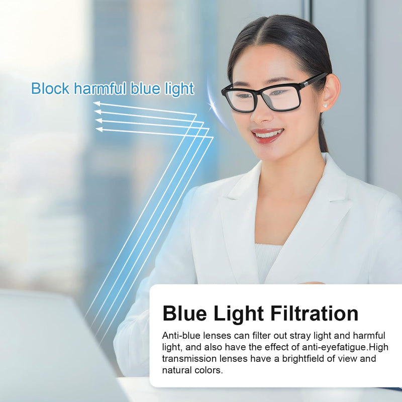 GenXenon Smart Glasses for Men Women, Blue Light Blocking Bluetooth Glasses with Removable Temples, Open-Ear Design, 24.4g Music Eyewear for Driving/Working/Gaming Black