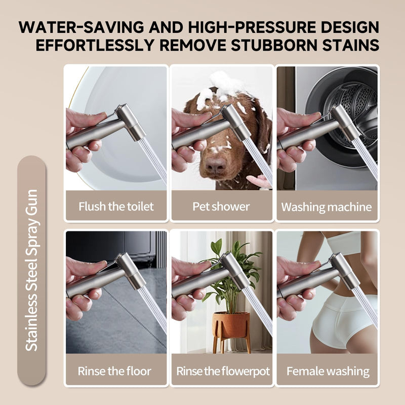 Handheld Bidet Sprayer for Toilet & Bathroom, Adjustable Water Pressure Spray Gun with 304 Stainless Steel Hose, Bidet Faucet for Postpartum Care, Elderly, Muslim Shower, Easy to Install
