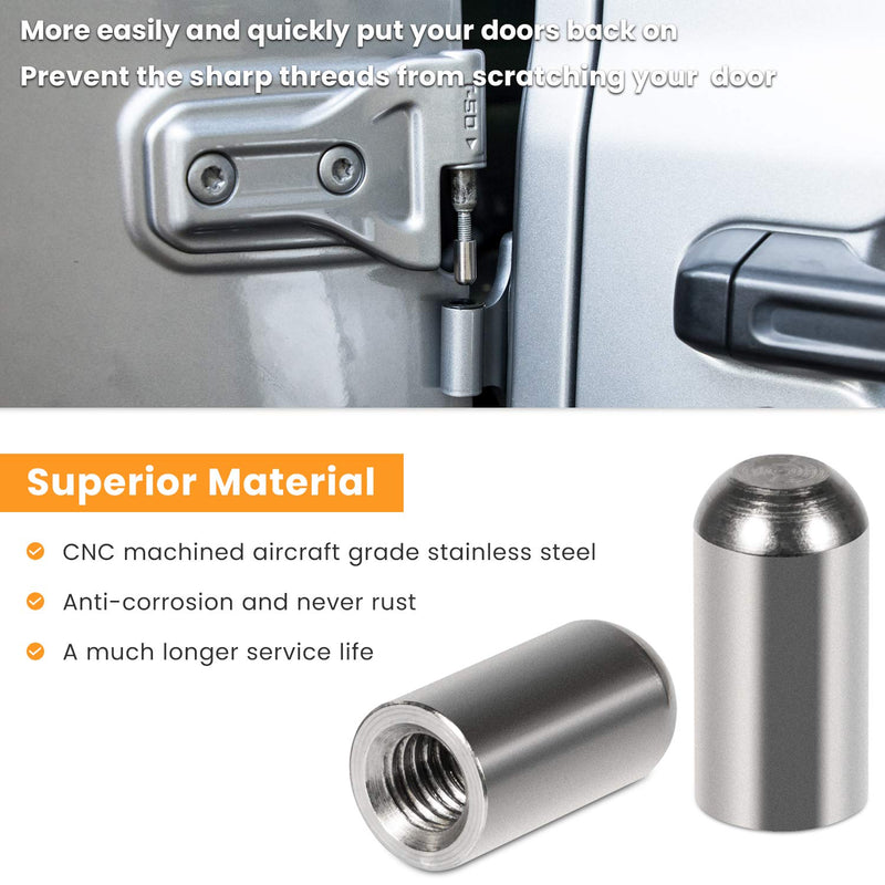 Door Pin Guides & Door Bushing Removal Tool For Jeep Wrangler JK JKU JL JLU Sports Sahara Freedom Rubicon Unlimited Gladiator JT 2/4-Door 2007-2024 Stainless Steel Hinge Bolts Guides Liners (17 PCS)