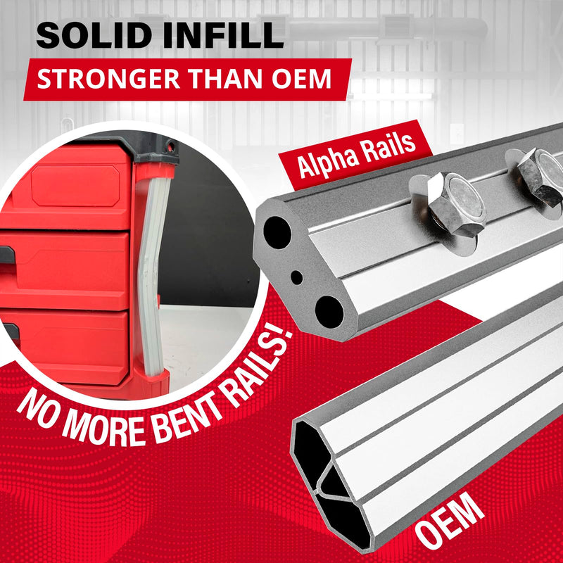 Alpha Engineered Threaded Replacement Packout Rails 12.6" (320mm) Compatible with Milwaukee Packout Rolling Tool Box 48-22-8426- Heavy Duty Aluminum Rails - Fits Packout Accessories - Silver 12.6" (320mm) - 2 Pack