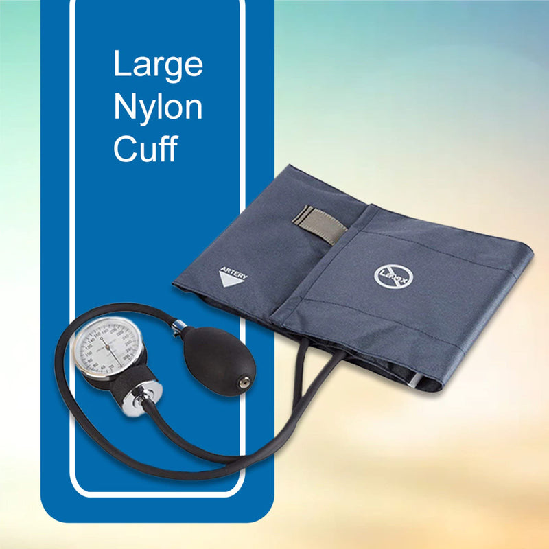 McKesson Standard Aneroid Sphygmomanometer, Large Cuff, Navy Blue, 34 cm to 50 cm, 1 Count Large Adult Cuff (1 Count)