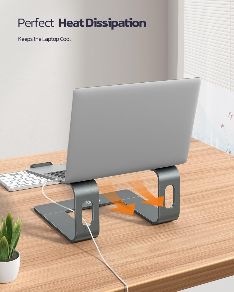 Nulaxy Fully Aluminum Detachable Laptop Stand, Ergonomic Ventilated Cooling Laptop Holder Computer Riser for Desk, Anti-Slip Design Notebook Stand Compatible with All 10-16" MacBook/Dell XPS/HP/Lenovo A-Grey