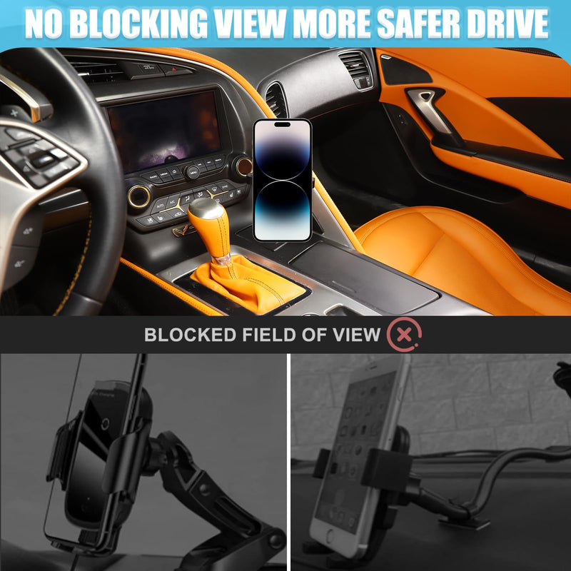 Car Phone Holder for Corvette C7 2014-2019 Aluminum Centre Console Handle Fixed Mobile Phone Mount Holder for Car Fit for iPhone Android and Universally Smartphones (A) A