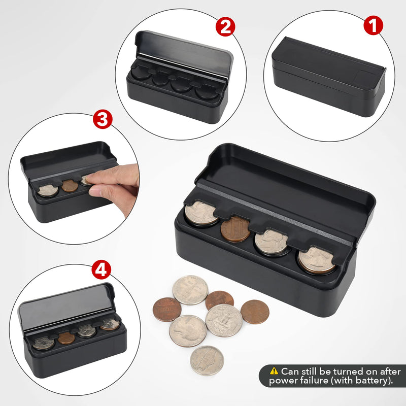 SINGARO Coin Holder for Car, Coin Change Organizer Compatible with Coins of Different Sizes, Dash-Mounted Holder Suitable for Most Cars, Trucks(Black) Black 1PCS
