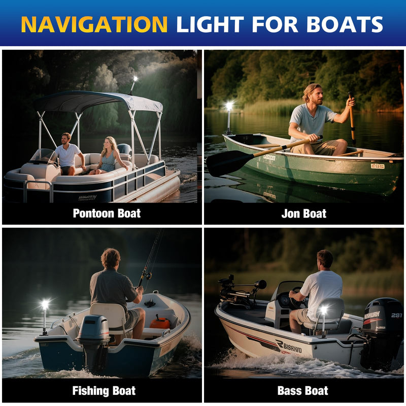6 Inches Pontoon Stern Light Bimini Mount, Bimini Light for Pontoon Boat LED Waterproof IP67, 3NM Boat Anchor Lights LED Marine Folding Rear White Navigation Running Lights for Night 6 Inches
