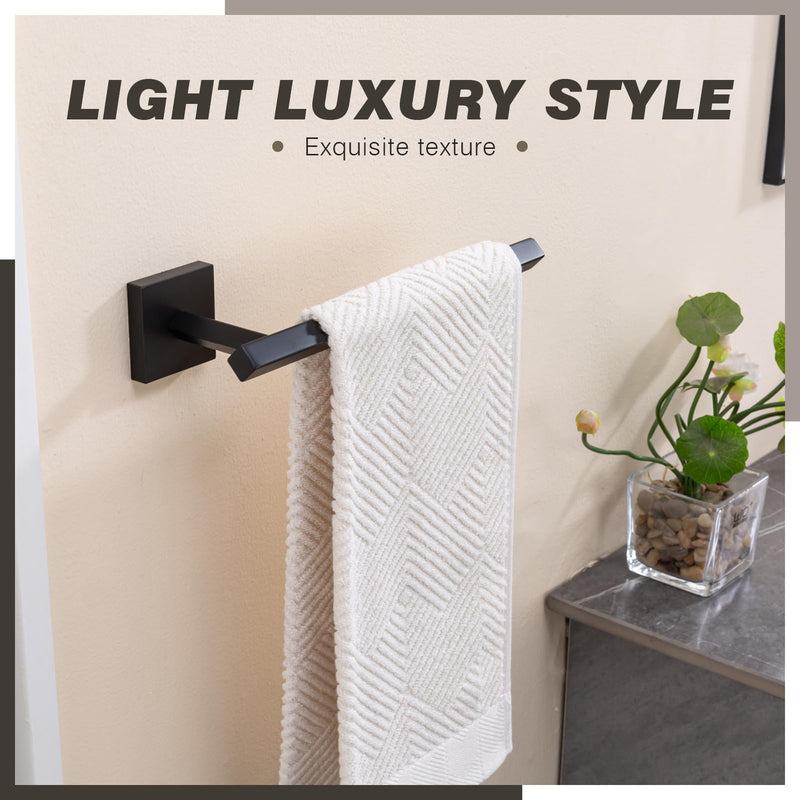 TVDEX Black Hand Towel Holder Bath Towel Bar Bathroom Towel Ring Wall Mount 1 Matte Black