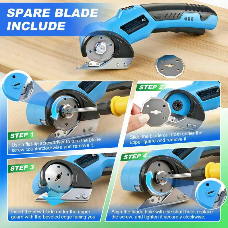Cordless Electric Scissors, Cardboard Cutter 5V 2000mAh Rechargeable Electric Box Cutter, Cardboard Cutter Electric for Paper, Fabric, Carpet Wait