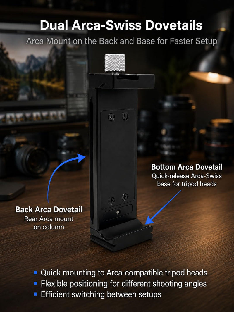 LM-01 Arca Swiss Laptop Tripod Mount | Foldable Aluminum, For MacBook Pro & iPad, Portable Clamp, 1/4" Screw Mount, For Photography, Video & Tethering