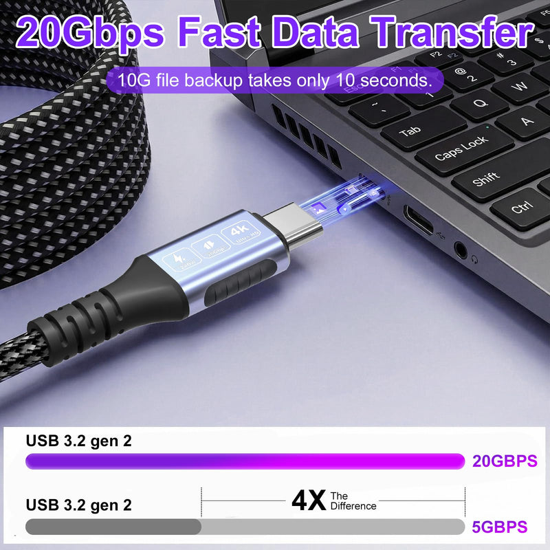 20Gbps USB4 for Thunderbolt 5 Cable 20FT/6M, 4K@60Hz Video for USB C Thunderbolt 4 Cable, Nylon Braided PD240W Charging Compatible for Thunderbolt 5/4/3, MacBook, iPhone 17, Mac