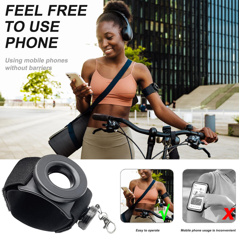 Running Phone Holder-N52 Magnetic Armband&Wrist Mount, Retractable Tether | Telescopic Anti-Drop Lanyard/360° Rotatable/ Anti-Drop/Universal/for iPhone/for Samsung/for Android Phones Black