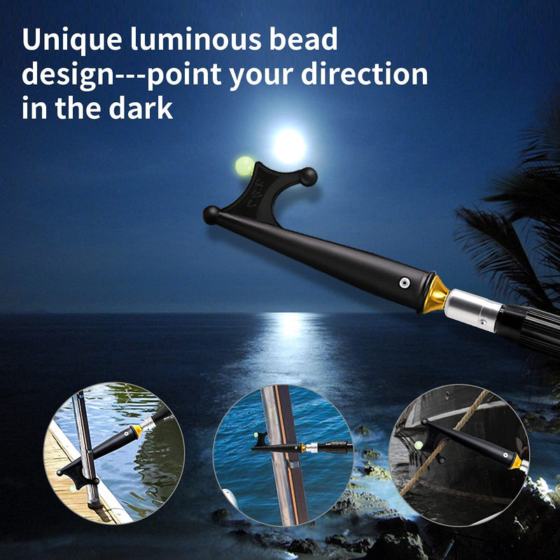 KOMCLUB Telescoping Boat Hooks for Docking Aluminum Push Poles Lightweight Floating Luminous Bead Design Non-Slip Rubber Handle Durable Boating Accessories Multi-Color Rust-Resistant Boat Gaff 3.93FT