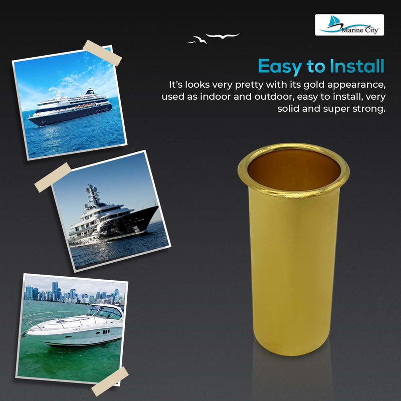 MARINE CITY Brass Drain Tube Corrosion Resistant Easy Functional and Smooth Design for Boat Water Marine Transom Motor Well Live Well Bait Well 3 Inches x 1-1/4 Inches