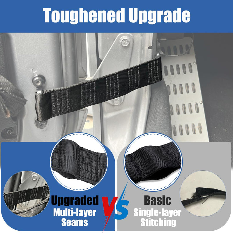 Door Straps for Jeep Wrangler TJ YJ JK JKU JL JLU 1987-2025,Adjustable Door Limiting Check Straps for Jeep Wrangler,Black(Pack of 2),Load 1000 Lb