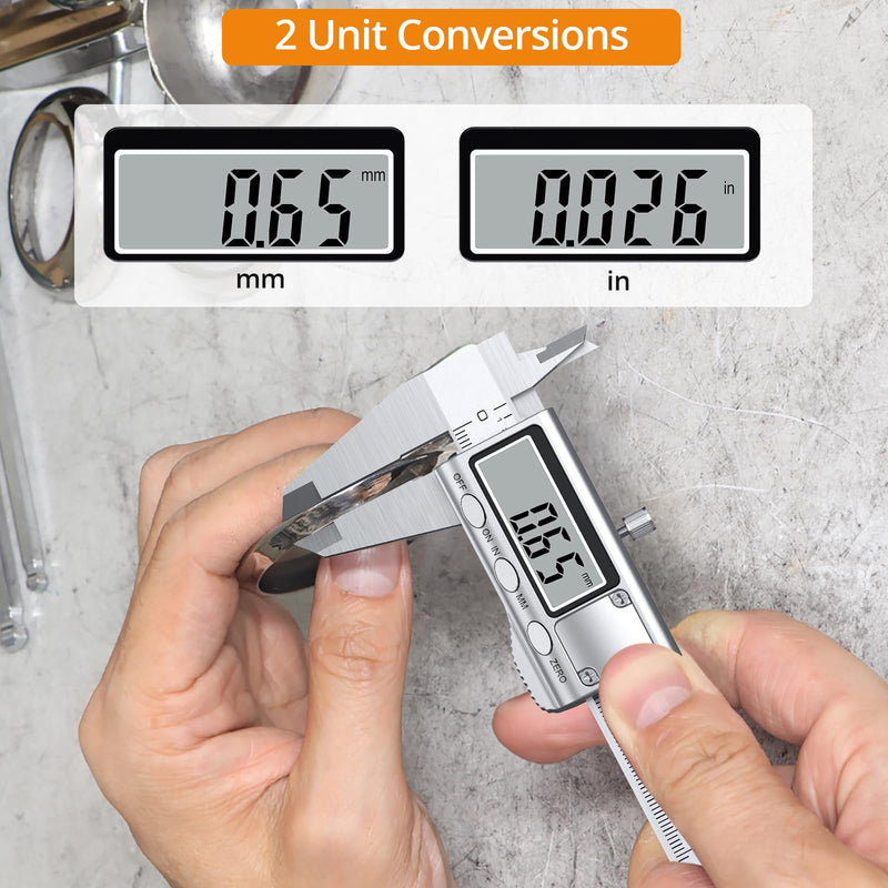 Neoteck 4 inch/100mm Digital Caliper, Stainless Steel Electronic Calipers Measuring Tool inch/mm Conversion, Large LCD Screen 4 inch Digital Caliper