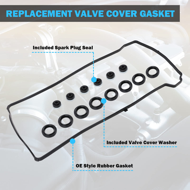 Valve Cover Gasket Set - Compatible with 2.0L 2.3L 2.4L 2002-2015 Honda Accord, Civic, CR-V, Element, Crosstour, Acura CSX, ILX, RDX, RSX, TSX - Replace VS50614R, 12341-R40-A00