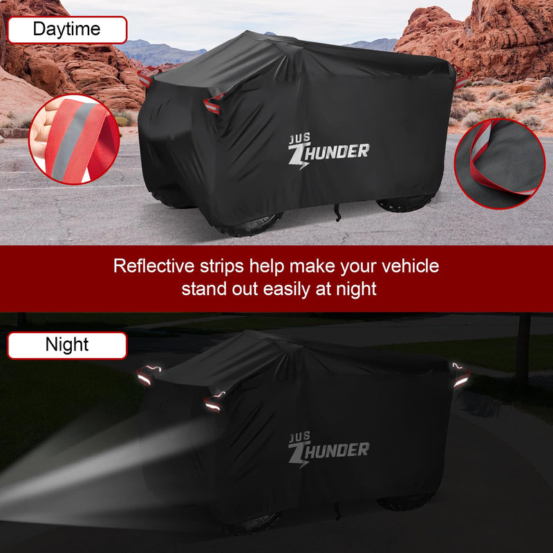 ATV Cover Waterproof Outdoor - Windproof ATV Covers Heavy Duty 4 Wheeler Cover Ripstop UV Protects Four Wheeler from Sun Rain Snow, Quad Cover for Polaris Yamaha Suzuki Honda XL Black XL-82.7''L x 47.2''W x 45.2''H