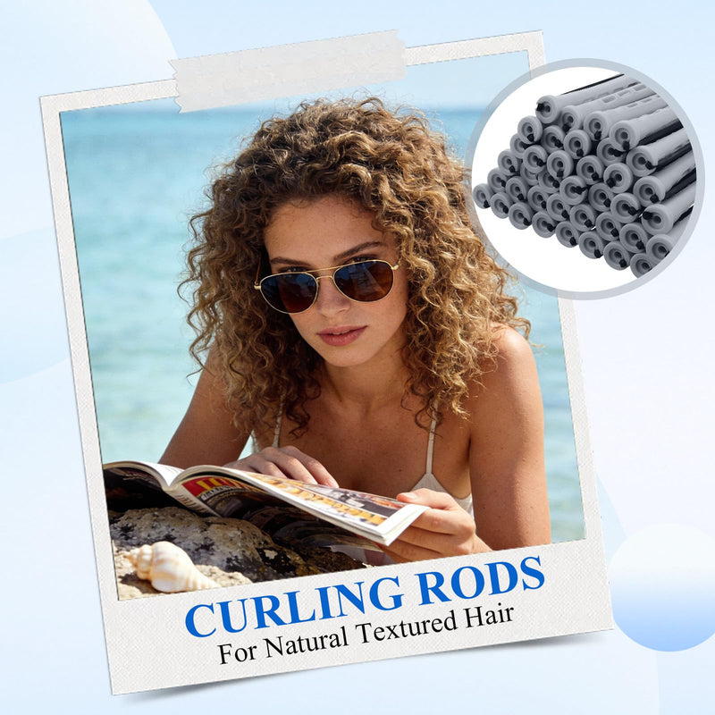 flintronic Perm Rods, 60pcs Cold Wave Hair Perm Rods Hair Rollers, 1.5cm/0.59 inch Hair Rollers for Natural Hair Short Long Hair Styling Tool #1 60PCS-1.5cm/0.59in-Grey