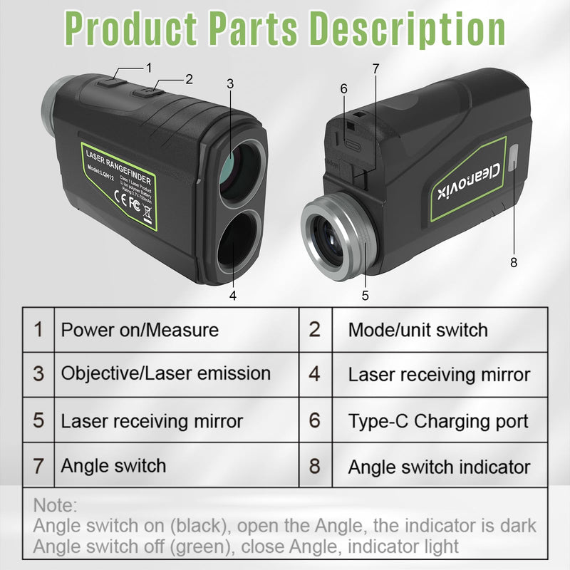 Golf Rangefinder & Hunting Range Finder with Slope Switch | 1300 Yards, 6X Magnification, Rechargeable Battery, Magnet Stripe, Flag Pole Locking Vibration, Golfing Accessories for Men