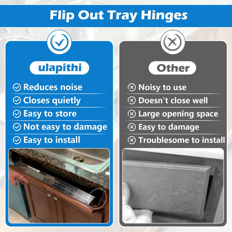 LD-0220-50SC Soft Close Pivot Hinges Pair of Self Closing Cabinet Door Hinge Tip Out Tray Hinges for Closets Bookcases Sink Tip-Out Door Support Frame Hinge with Screws (2 Pair) 2 Pair