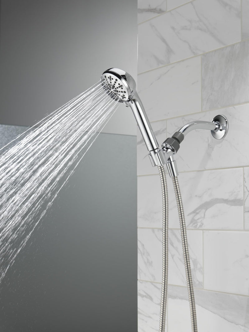 Delta Faucet 4-Spray Handheld Shower Head, Chrome Shower Head with Hose, Showerheads & Handheld Showers, Handheld Shower Heads, Detachable Shower Head, Hand Shower 1.75 GPM, Chrome 75413