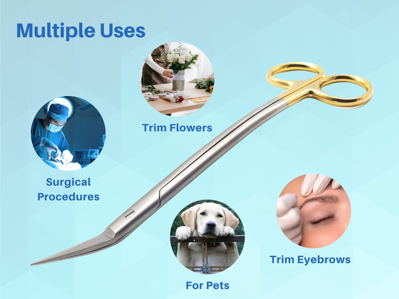 ARTMAN INSTRUMENTS Dean Scissors 7 inches Double Curved Gold Plated with tungsten carbide inserts Surgical Dental ENT