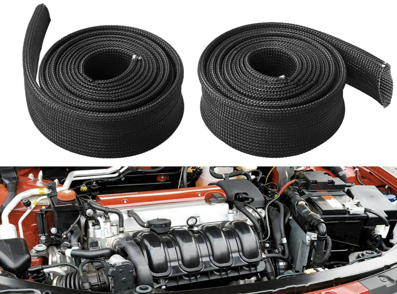 Heat Shield Sleeve Fuel Line Heat Shield Auto Hose Spark Plug Wire Cover Protectors Boots Roll 2500 Degree for Car&Auto Wire Loom Brake Cable (1/2" IDX10', BLACK) 1/2" IDX10'