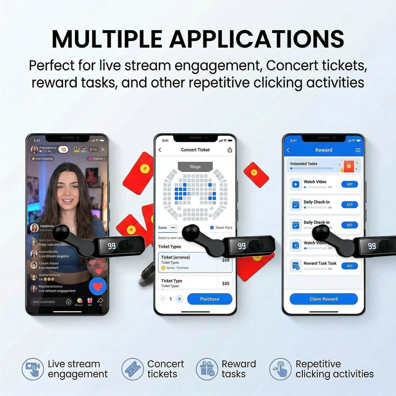 2 Pack Auto Clicker Tapper for Tiktok Live iPhone iPad Android, 107 Speeds Autoclicker Auto Screen Tapper Rechargeable - Tiktok Tapper & Tapper for Tiktok 2 Black