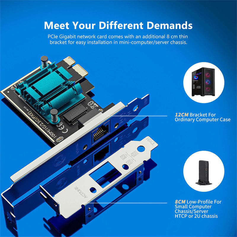 2.5GBase-T Gigabit Network Card PCI Express Ethernet Adapter (RTL8125B) NIC Support PXE for Windows 10/8/7/Mac and Linux OS with Low Profile